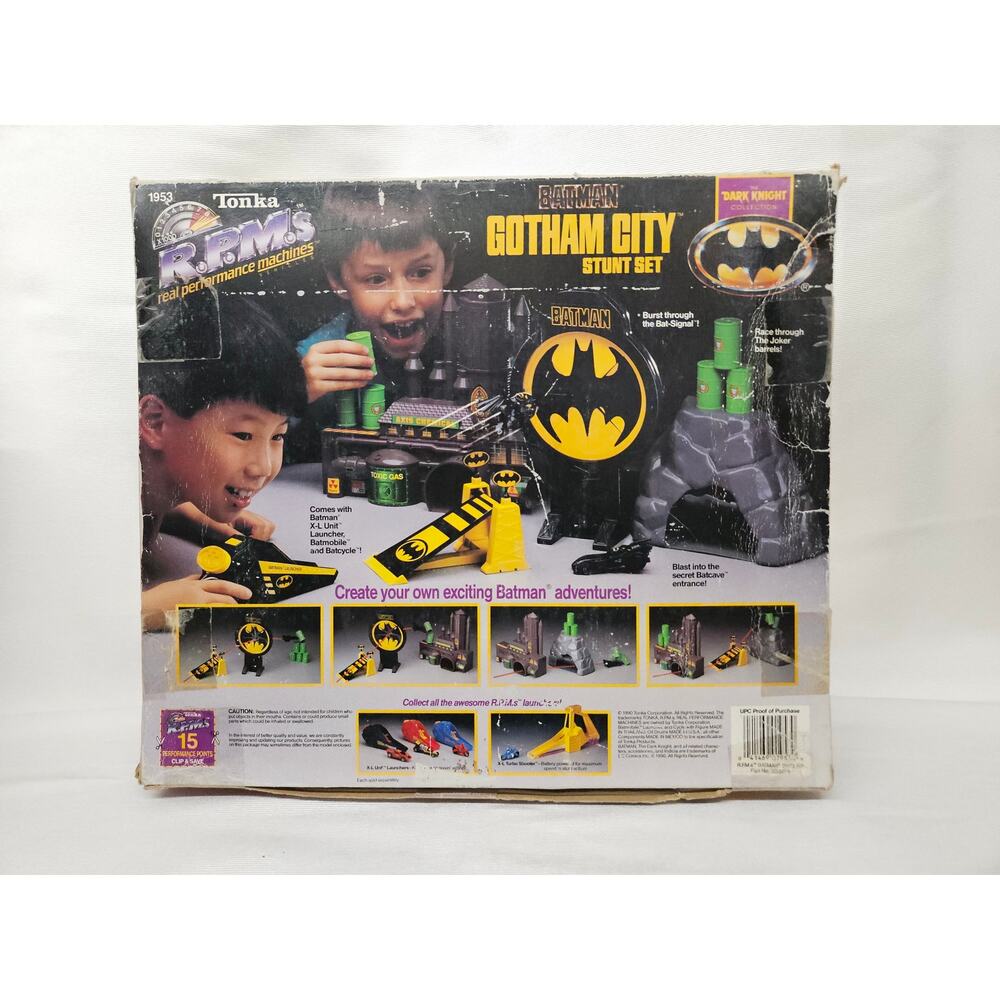 Vintage 1990 Tonka RPM Batman Dark Knight Gotham City Stunt Play Set Open Box